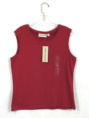 Rebecca Malone Scoop Neck Knit Tank Top Red Size L